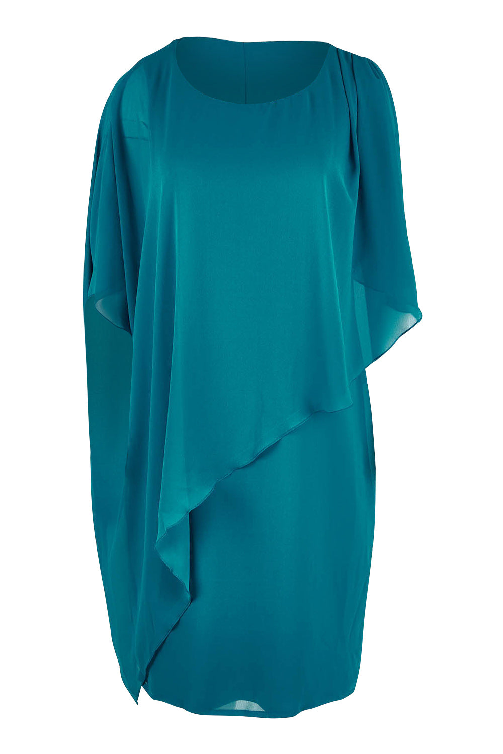 Product shot of the Beatrice Dress in colour Teal (Blue), from the front