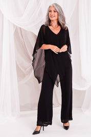 Model Luisa wearing size 10 of the Marie Pants in colour Black (Black), from the front, showing the whole outfit