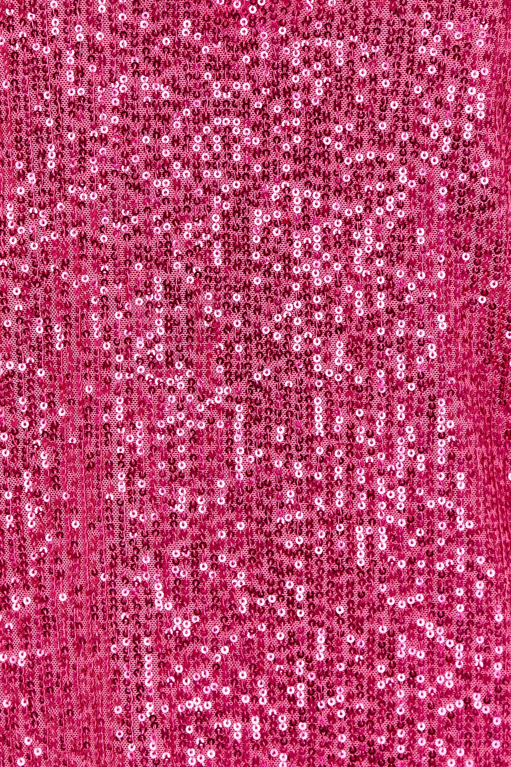 Product shot of the Reece Top in colour Cerise (Metallics), detail
