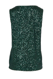 Product shot of the Reece Top in colour Forest (Metallics), from the back