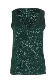 Product shot of the Reece Top in colour Forest (Metallics), from the front
