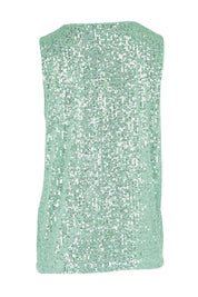 Product shot of the Reece Sequin Top – Mint in colour Mint, from the back