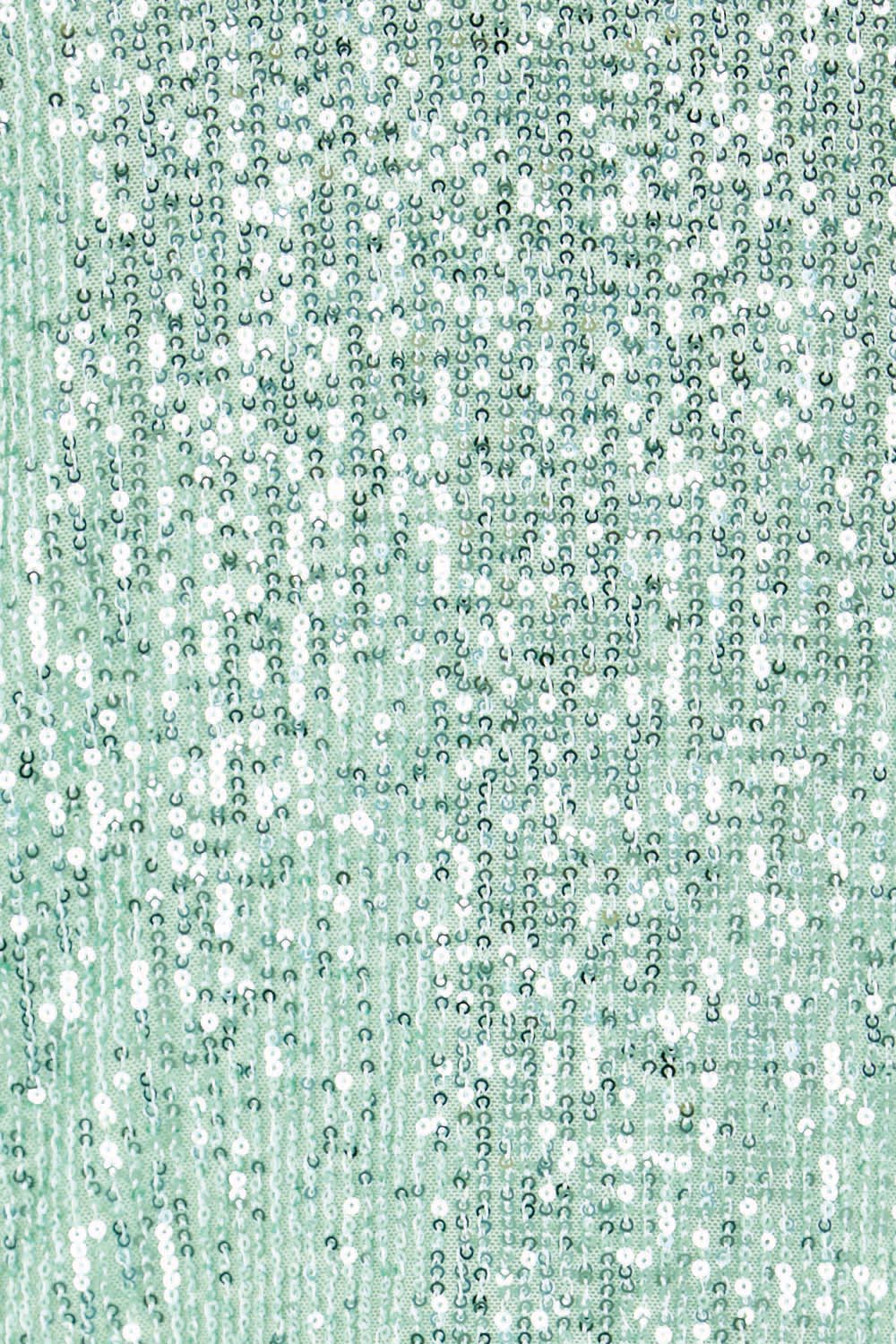 Product shot of the Reece Sequin Top – Mint in colour Mint, showing detail