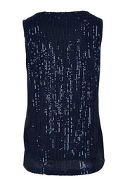 Product shot of the Reece Top in colour Navy (Blue), from the back