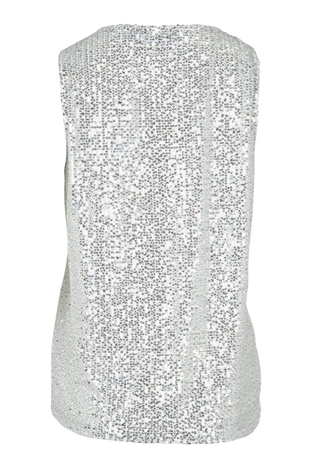 Product shot of the Reece Top in colour Silver (Metallics), from the back
