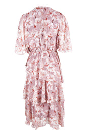 Product shot of the Sadie Dress in colour Blushfleur (Pink), from the back