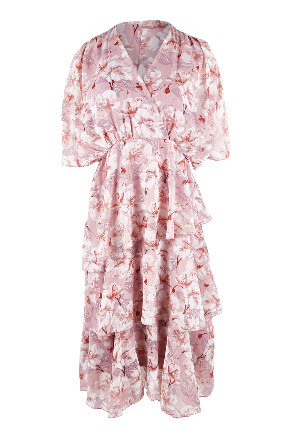Product shot of the Sadie Dress in colour Blushfleur (Pink), from the front