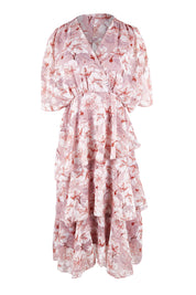 Product shot of the Sadie Dress in colour Blushfleur (Pink), from the front