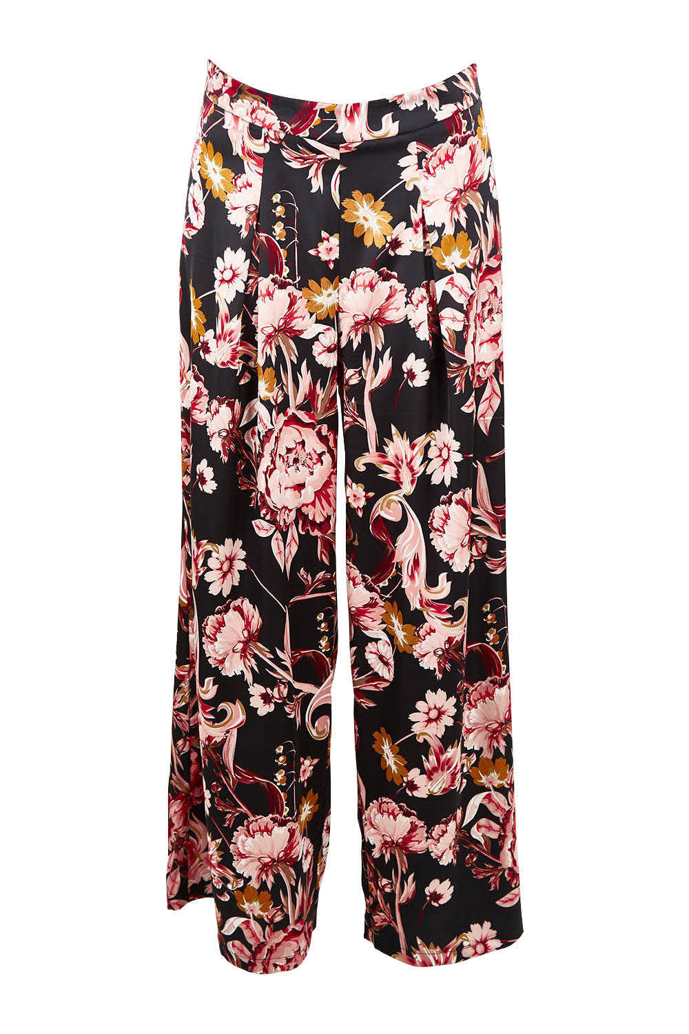 Product shot of the Mia Pants in colour Floral (Black), from the front