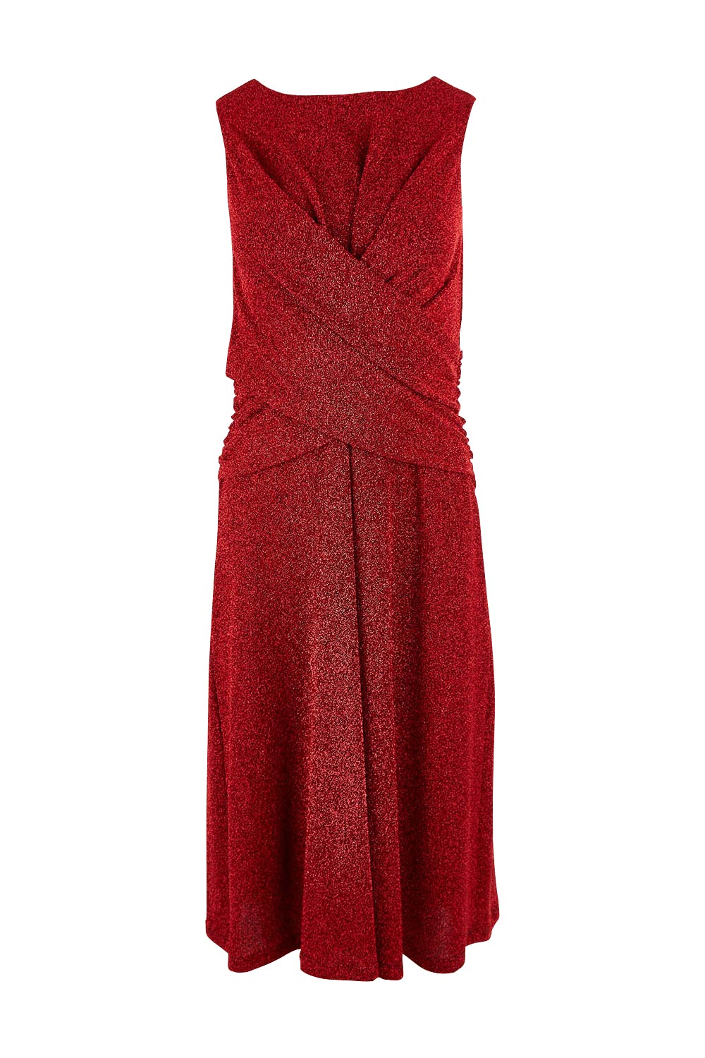 Product shot of the Alex Dress in colour Flame (Red), from the front