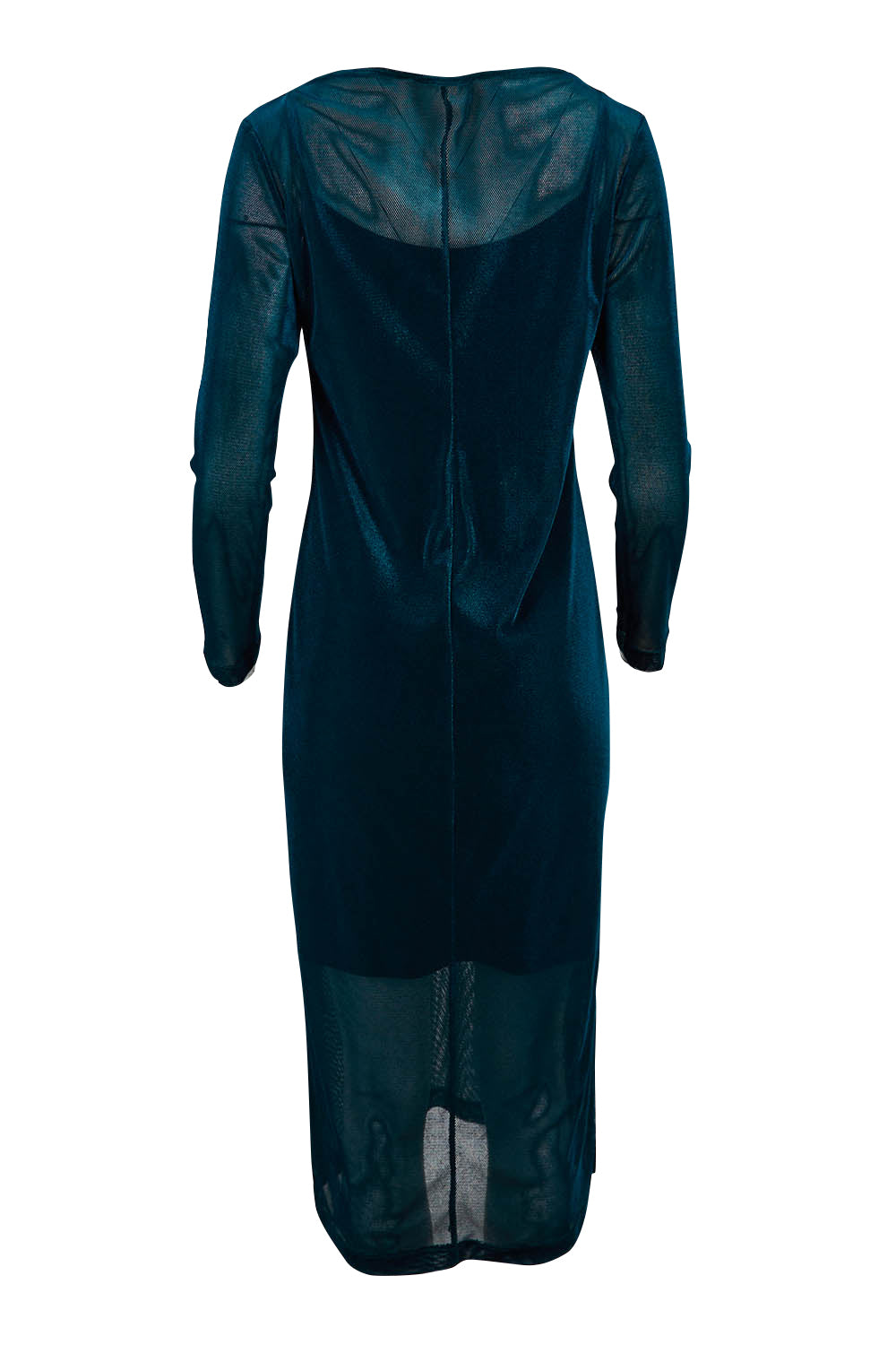 Product shot of the Sinead Dress in colour Ocean (Blue), from the back