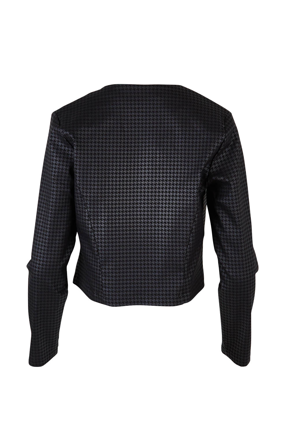 Product shot of the Anna Jacket in colour Hound (Black), from the back