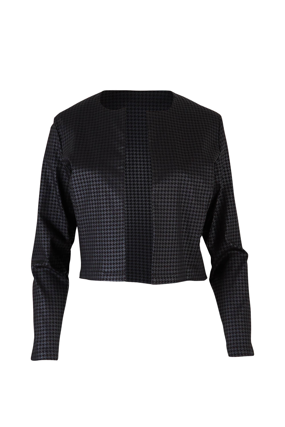 Product shot of the Anna Jacket in colour Hound (Black), from the front