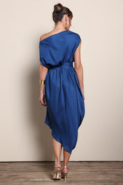 Model Maddiec wearing size 10 of the Hayley Dress – Orionblue in colour Orionblue, from the front