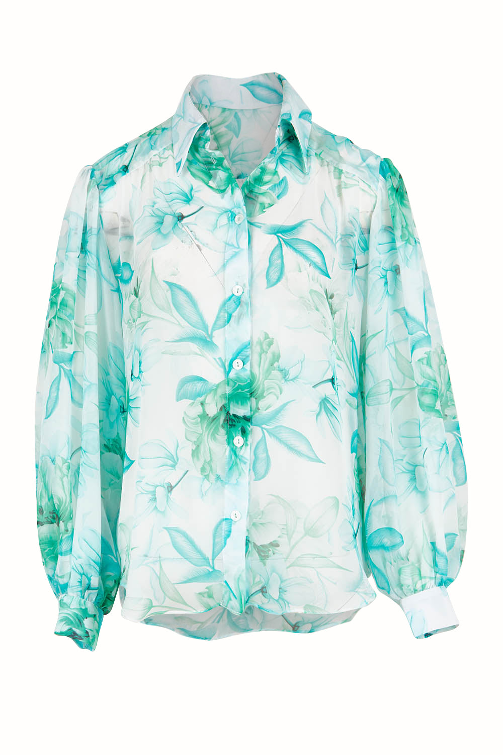 Product shot of the Elina Blouse in colour Peppermint (Green), from the front