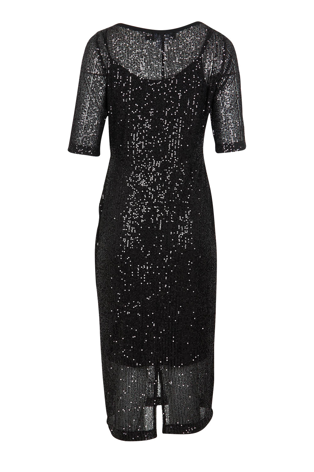 Product shot of the Candice Dress in colour Black (Black), from the back