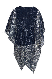 Product shot of the Ann Marie Top in colour Navy (Blue), from the back