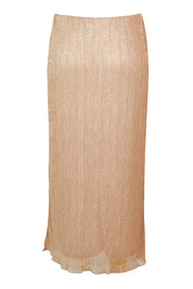 Product shot of the Sherri Skirt in colour Amber (Metallics), from the back