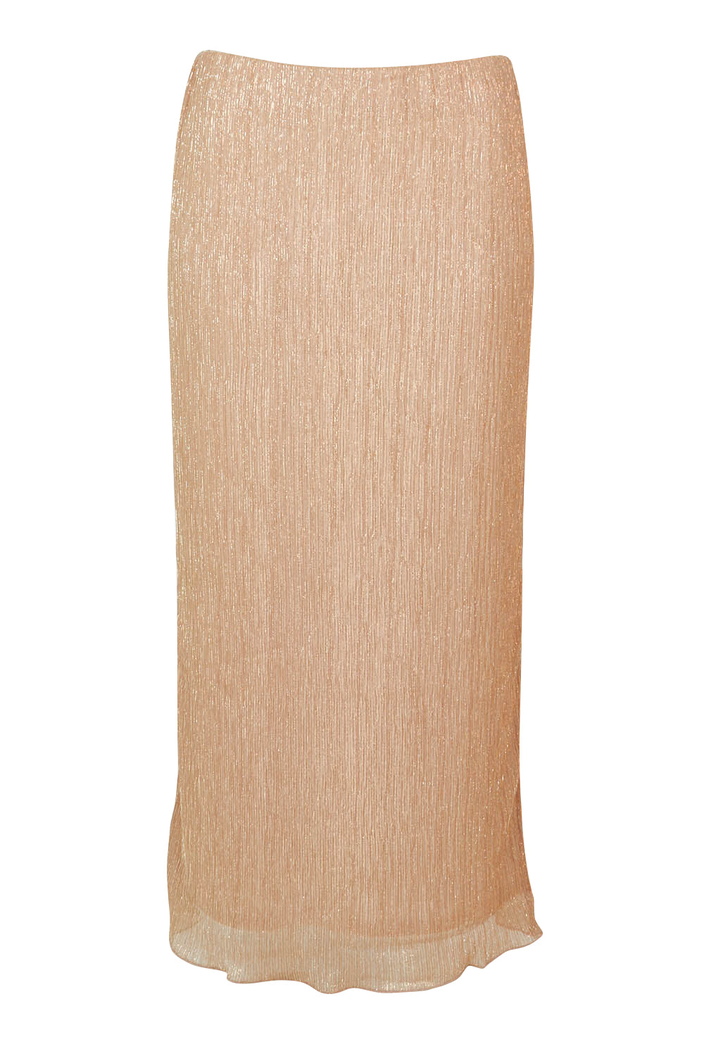 Product shot of the Sherri Skirt in colour Amber (Metallics), from the front