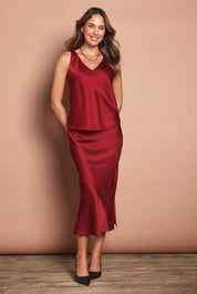 Loulou Satin Skirt - Shiraz