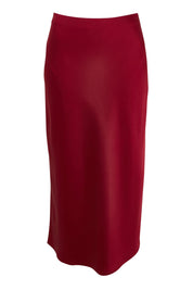 Product shot of the Loulou Satin Skirt in colour Shiraz (Red), from the front