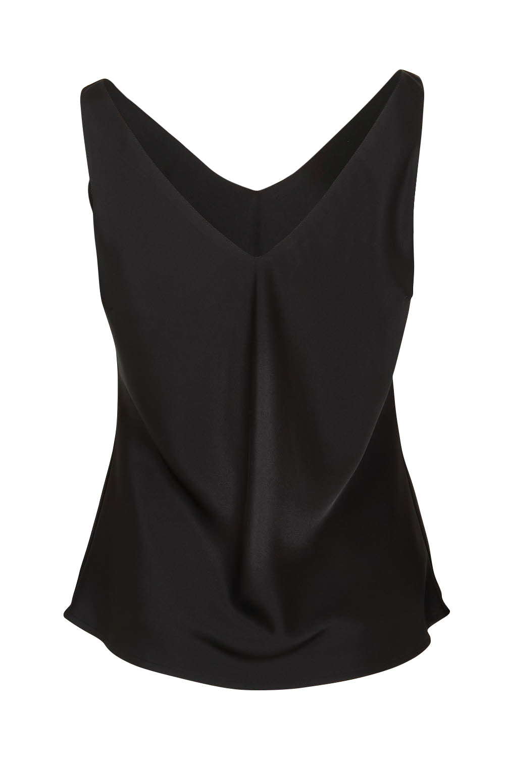 Product shot of the Loulou Satin Camisole in colour Black (Black), from the back
