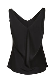 Product shot of the Loulou Satin Camisole in colour Black (Black), from the back
