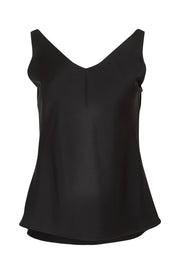 Product shot of the Loulou Satin Camisole in colour Black (Black), from the front