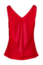 Product shot of the Loulou Satin Camisole in colour Red (Red), from the back