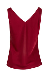 Product shot of the Loulou Satin Camisole in colour Shiraz (Red), from the back