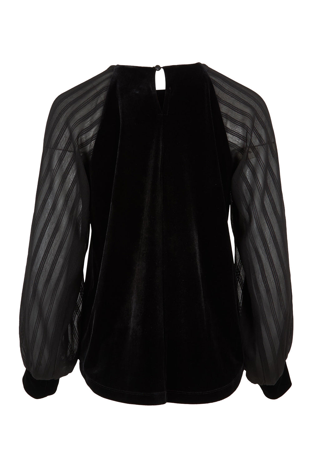 Product shot of the Leyla Velvet Blouse in colour Black (Black), from the back