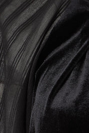 Product shot of the Leyla Velvet Blouse in colour Black (Black), detail