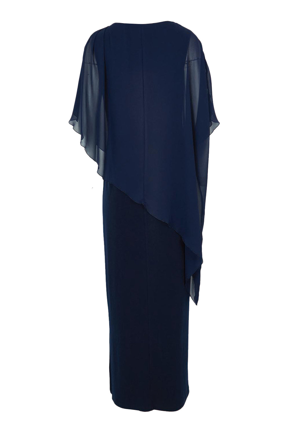 Product shot of The Long Beatrice Dress in colour Navy (Blue), from the back