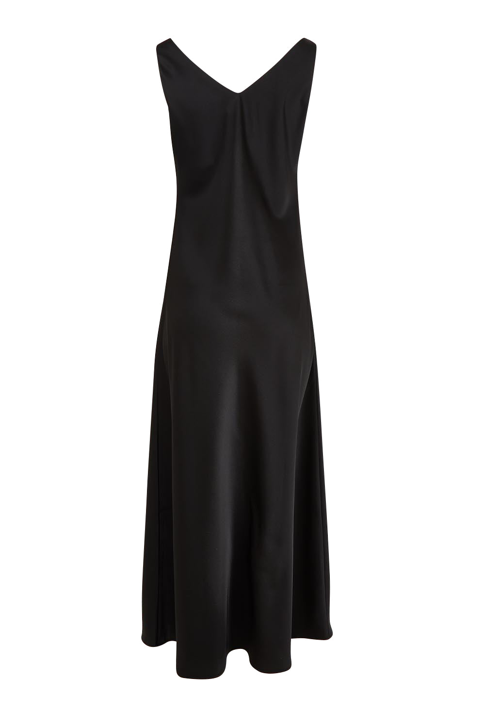 Product shot of the Loulou Satin Slip Dress in colour Black (Black), from the back