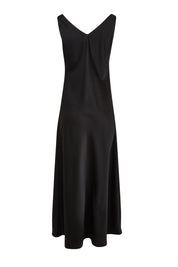 Product shot of the Loulou Satin Slip Dress in colour Black (Black), from the back