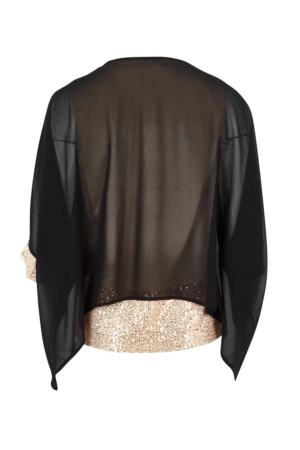 Product shot of the Ria Top in colour Blackgold (Black), from the back