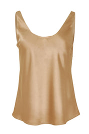 Product shot of the Celeste Satin Camisole in colour Latte, from the front