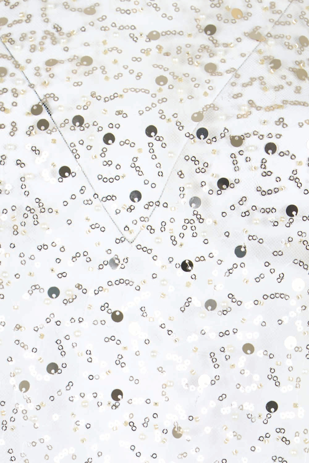 Product shot of the Petite Nina Sequin Top – Gold in colour Gold, showing detail