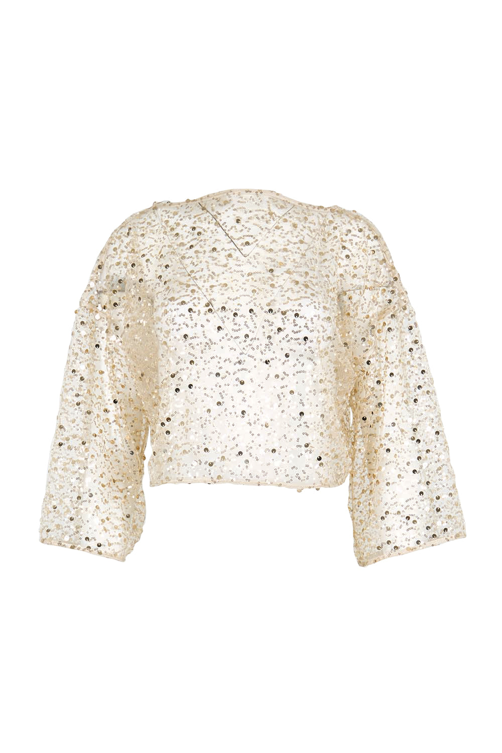 Product shot of the Petite Nina Sequin Top – Gold in colour Gold, from the front