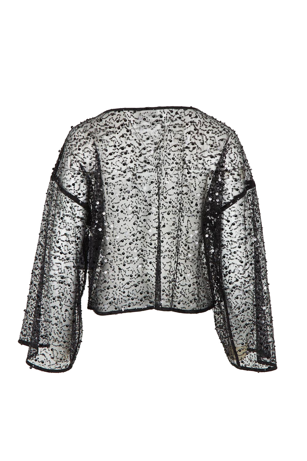 Product shot of the Nina Sequin Top in colour Black (Black), from the back