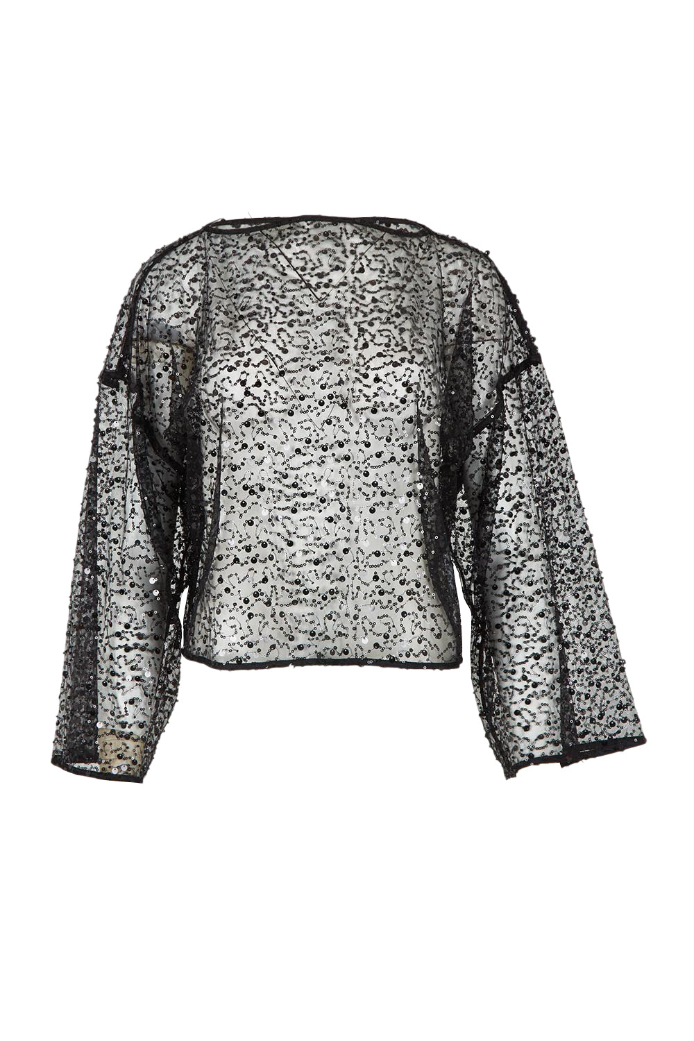 Product shot of the Nina Sequin Top in colour Black (Black), from the front