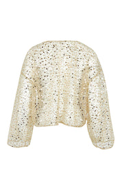 Product shot of the Nina Sequin Top in colour Gold (Metallics), from the back