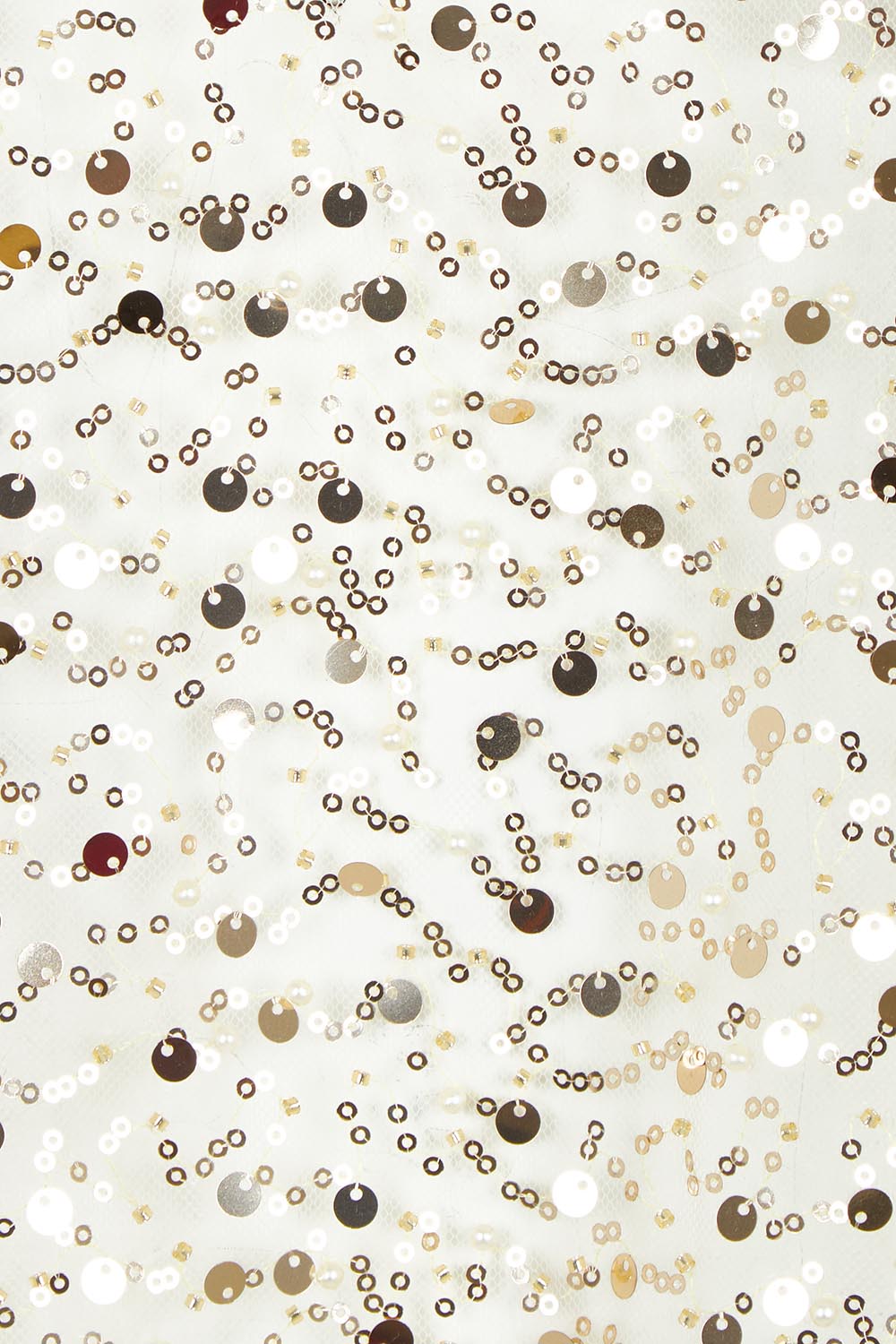 Product shot of the Nina Sequin Top in colour Gold (Metallics), detail