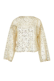 Product shot of the Nina Sequin Top in colour Gold (Metallics), from the front