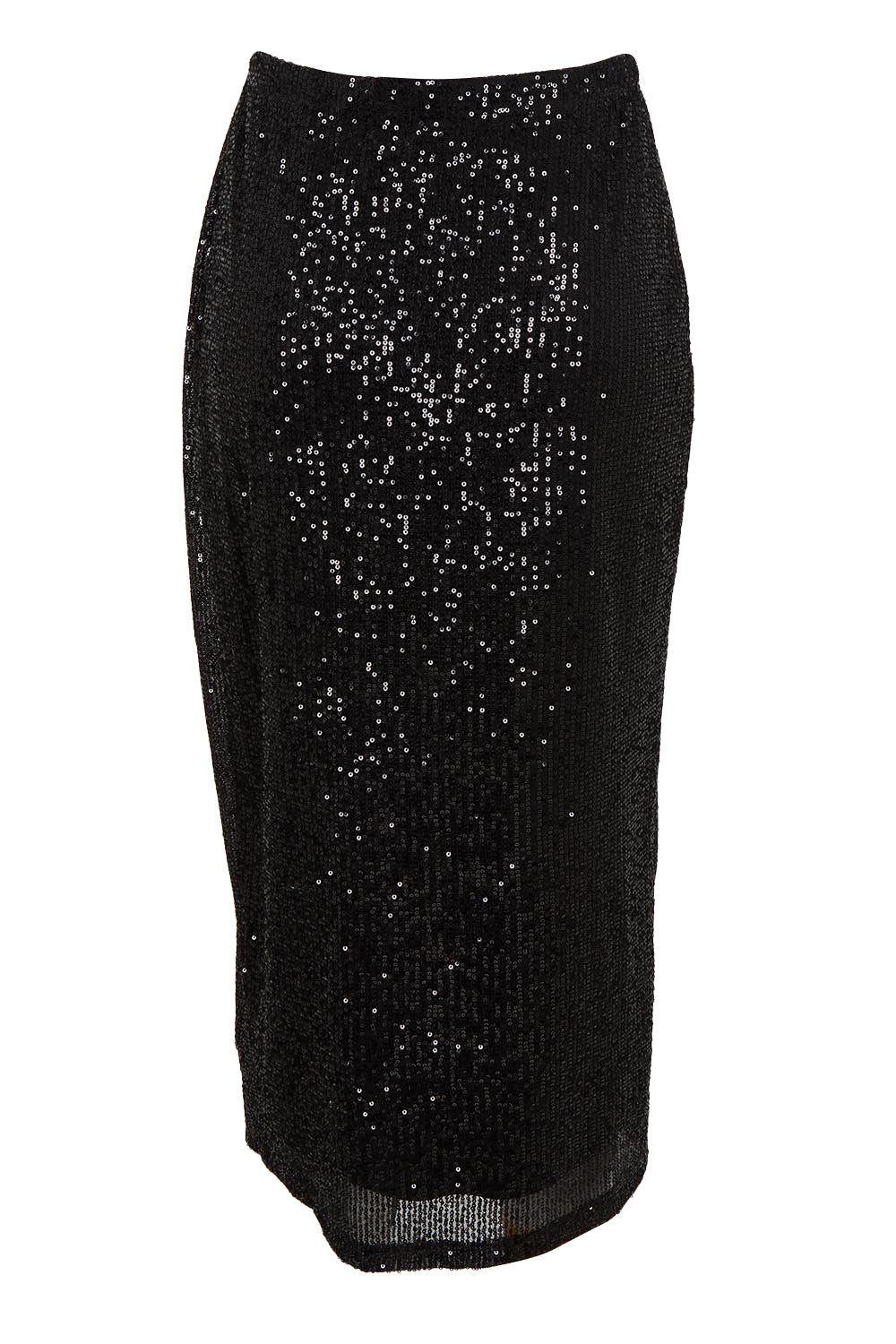 Product shot of the Reegan Sequin Skirt in colour Black (Metallics), from the back