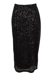 Product shot of the Reegan Sequin Skirt in colour Black (Metallics), from the front