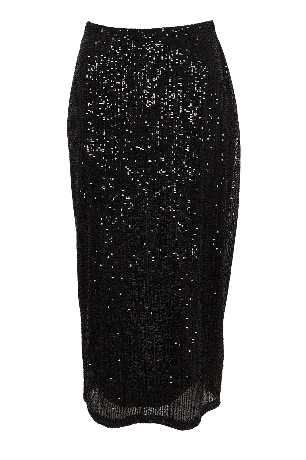 Product shot of the Reegan Sequin Skirt in colour Black (Metallics), from the front