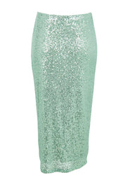 Product shot of the Reegan Sequin Skirt – Mint in colour Mint, from the back