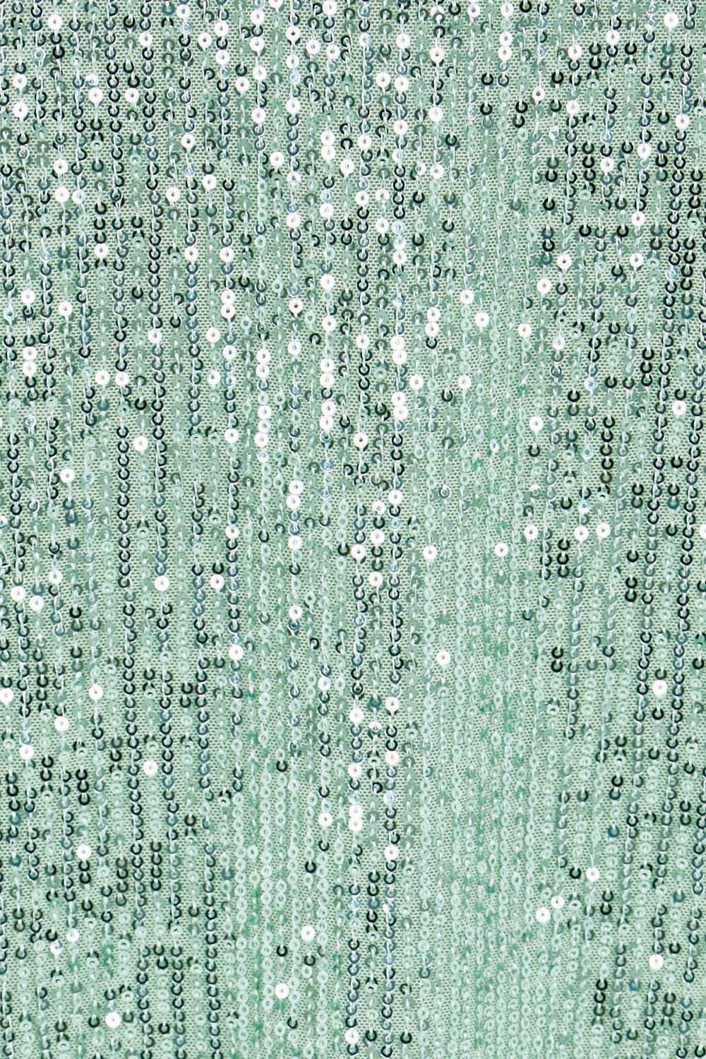 Product shot of the Reegan Sequin Skirt – Mint in colour Mint, showing detail