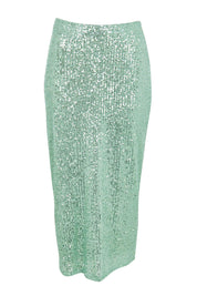 Product shot of the Reegan Sequin Skirt – Mint in colour Mint, from the front